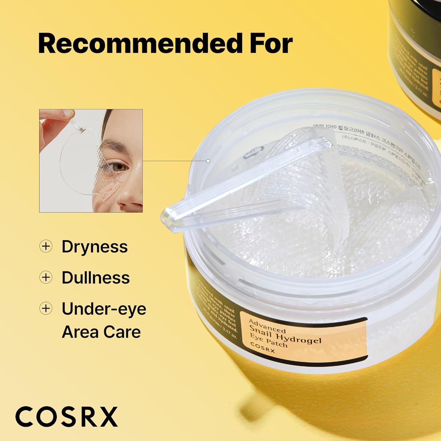Advanced Snail Hydrogel Eye Patch (60Pc), Gel Serum Mask, Puffy Undereye Treament, Fine Lines, Refresh, Hydrate| Paraben Free, Korean Skin Care