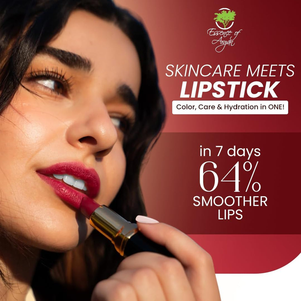 Moisturizing Deep Red Lipstick - Enriched with 100% Pure Organic Argan Oil, Shea Butter - Voluptuous Sexy Lips - Sunscreen, Hydration & Nourishing - Long Lasting Lip Balm - Cabernet