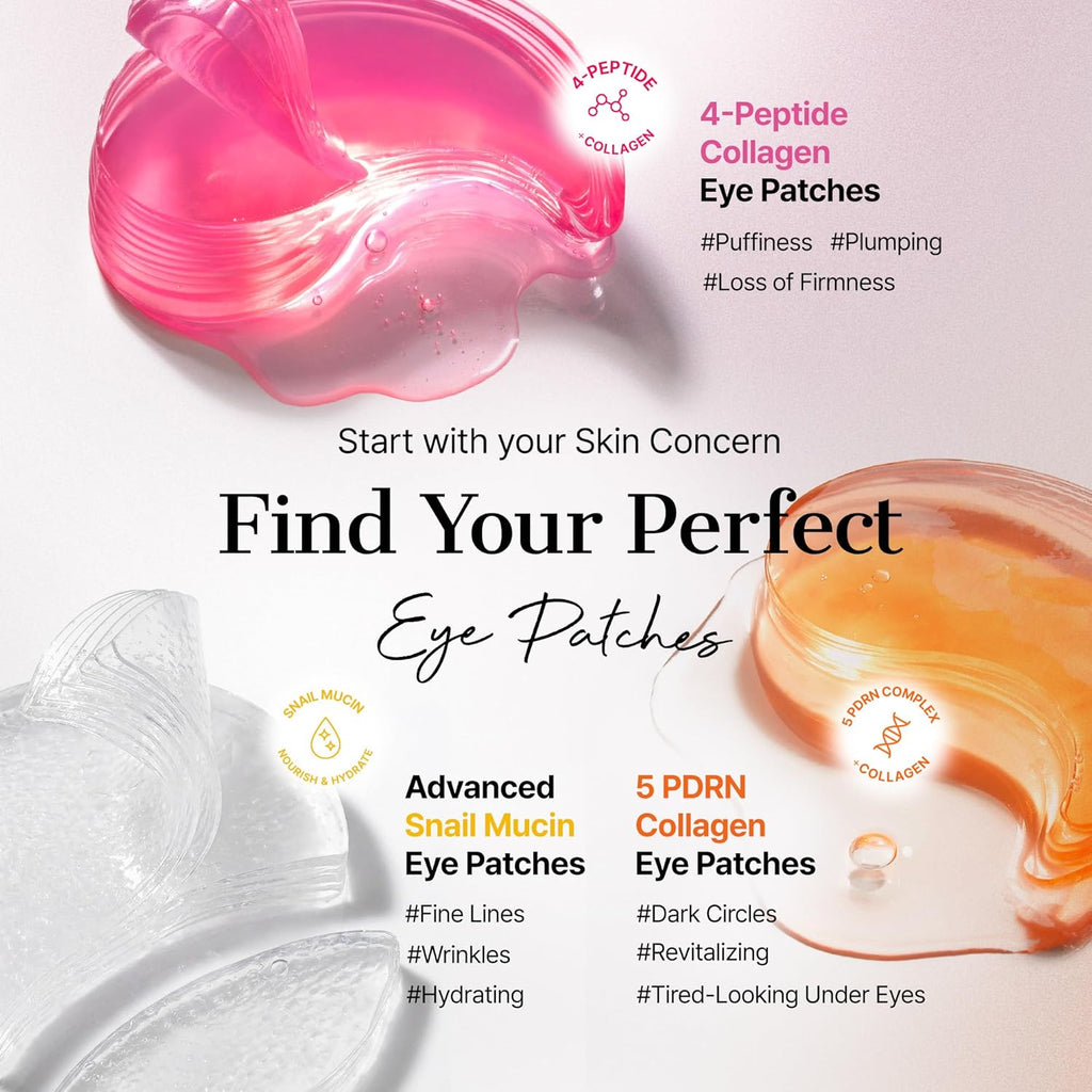 Advanced Snail Hydrogel Eye Patch (60Pc), Gel Serum Mask, Puffy Undereye Treament, Fine Lines, Refresh, Hydrate| Paraben Free, Korean Skin Care