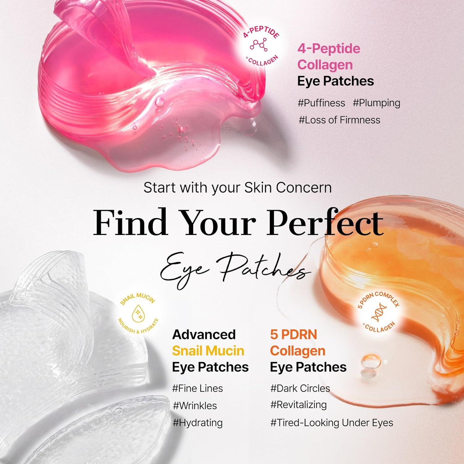Advanced Snail Hydrogel Eye Patch (60Pc), Gel Serum Mask, Puffy Undereye Treament, Fine Lines, Refresh, Hydrate| Paraben Free, Korean Skin Care