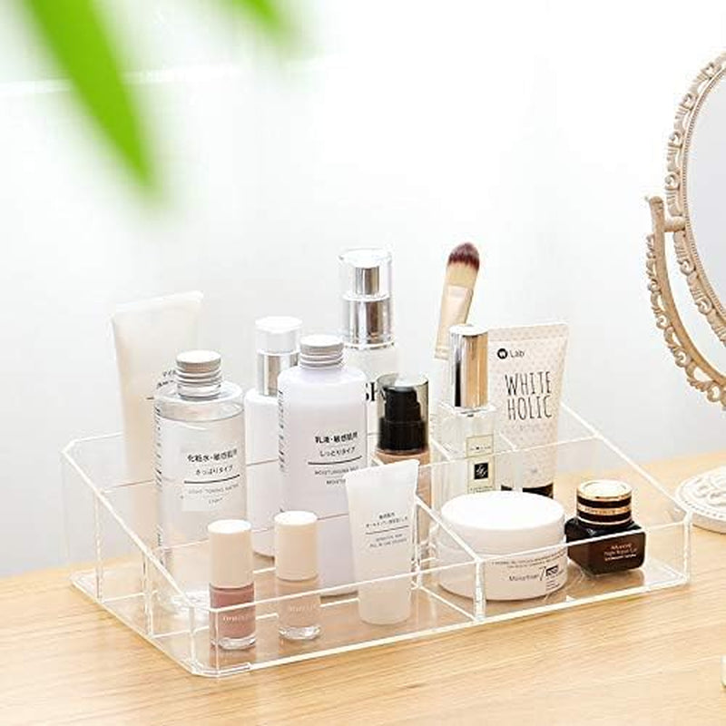 Clear Makeup Organizer,9 Spaces Vanity Organizer Cosmetic Display Cases for Lipstick,Makeup Brushes and Skin Care Products,Plastic Makeup Storage