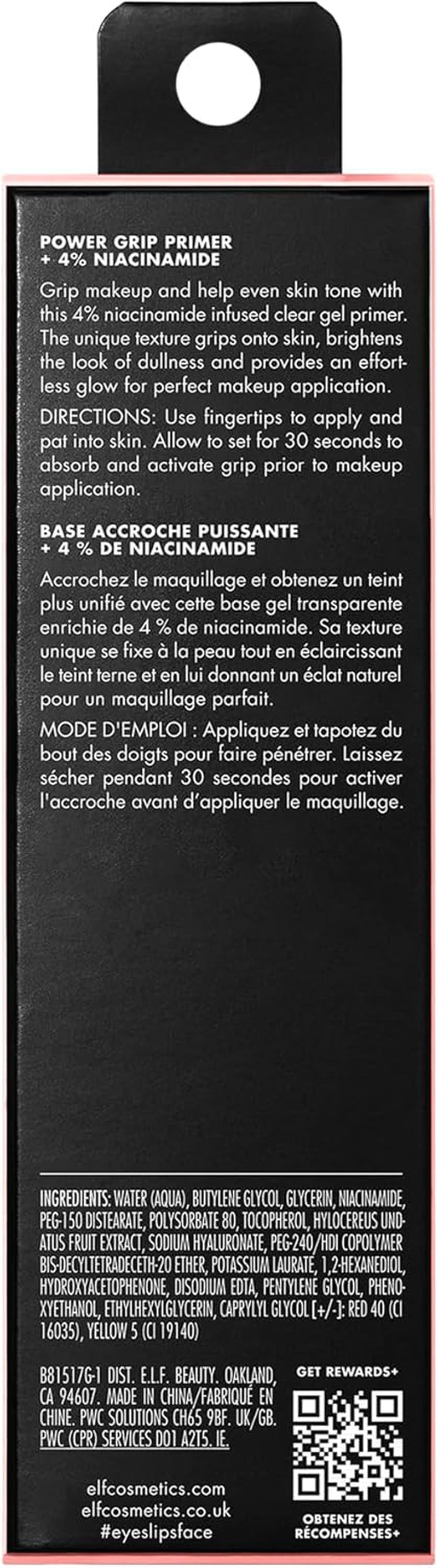 Power Grip Primer + 4% Niacinamide, Gel-Based & Hydrating Face Primer, Evens Skin & Brightens, Grips Makeup, Vegan & Cruelty-Free, 0.8 Fl Oz