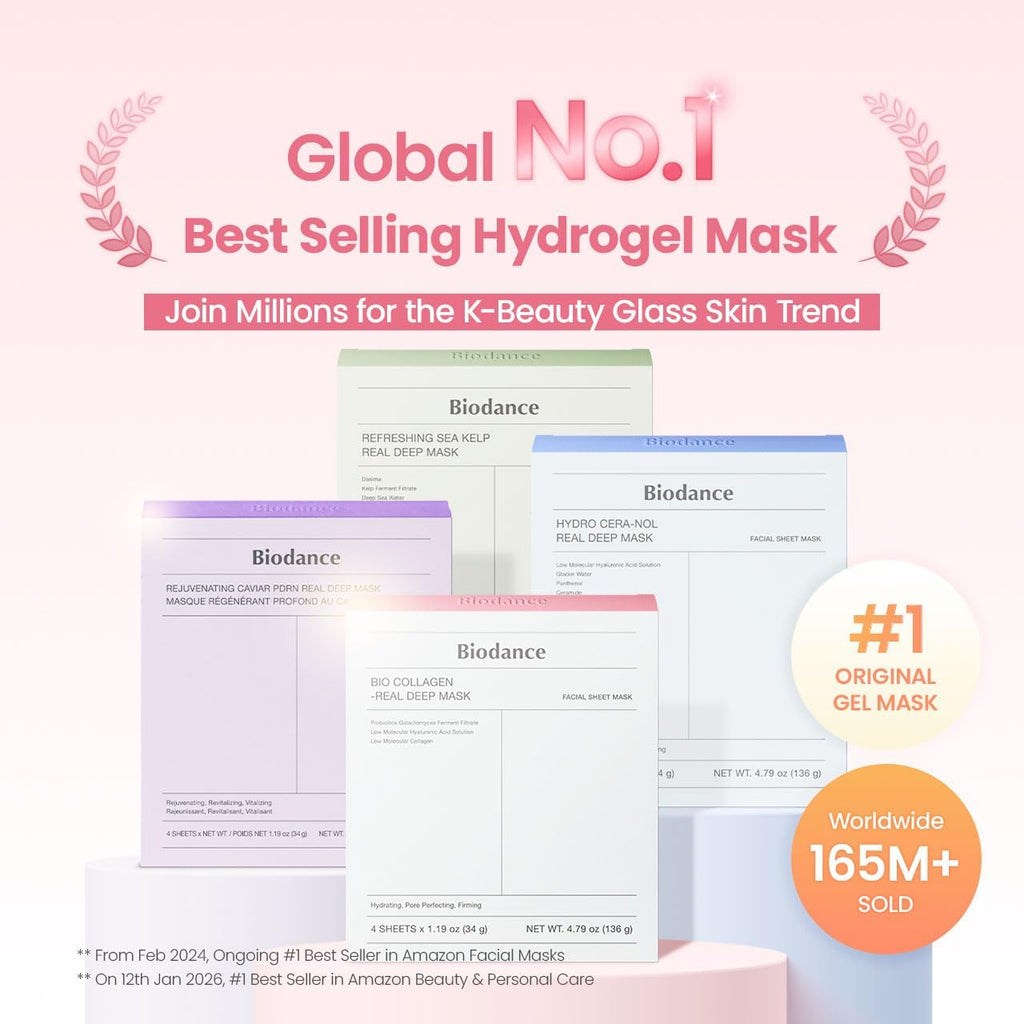 Bio-Collagen Real Deep Mask, Hydrating Overnight Hydrogel Mask, Pore Minimizing, Elasticity, Plumping Improvement, Korean Skincare | 1.19Oz(34G) X 4Ea