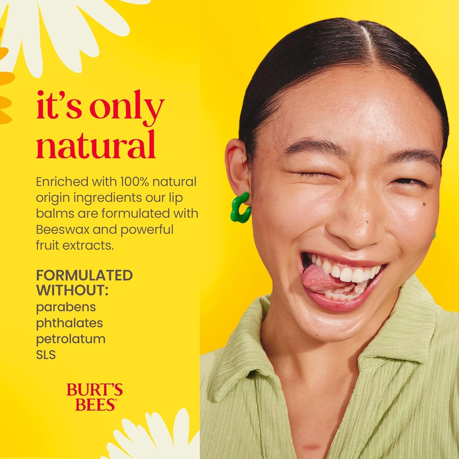 100% Natural Origin Moisturising Lip Balm Set, Freshly Picked - Beeswax, Cucumber Mint, Watermelon, & Sweet Mandarin, 4 Tubes