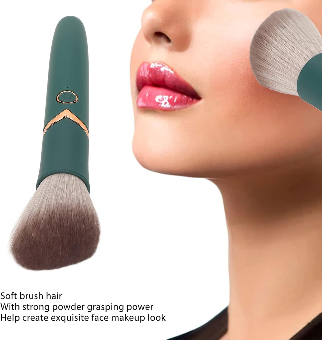 Electric Makeup Brush, USB Rechargeable Electric Cosmetic Brush 10 Gears Soft Hair Electric Beauty Brush, Waterproof Blush Brush for Liquid Cream Powder