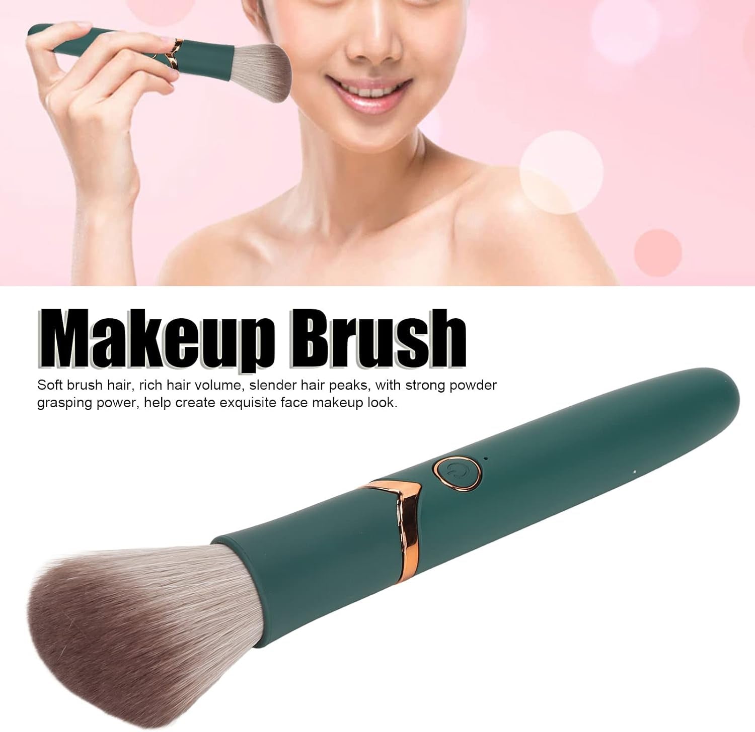 Electric Makeup Brush, USB Rechargeable Electric Cosmetic Brush 10 Gears Soft Hair Electric Beauty Brush, Waterproof Blush Brush for Liquid Cream Powder