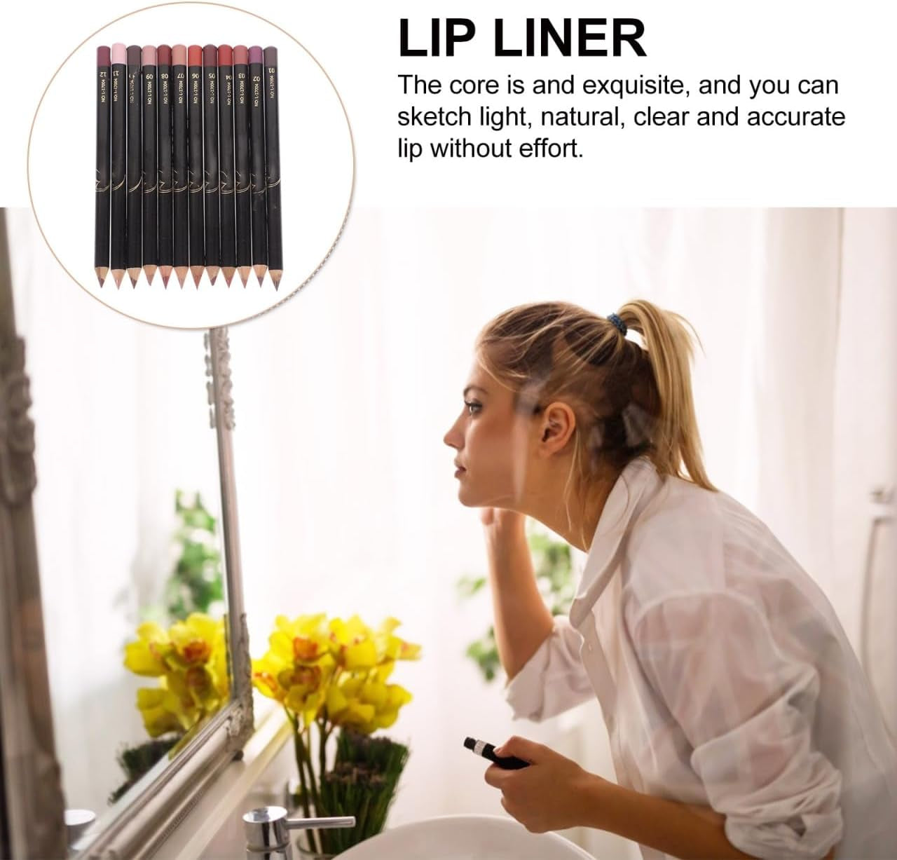 12-Pack Waterproof Lip Liner Pencil Set for Women Smooth Lip Shaping Pencils with Colour Portable Size for Precise Definition and Makeup