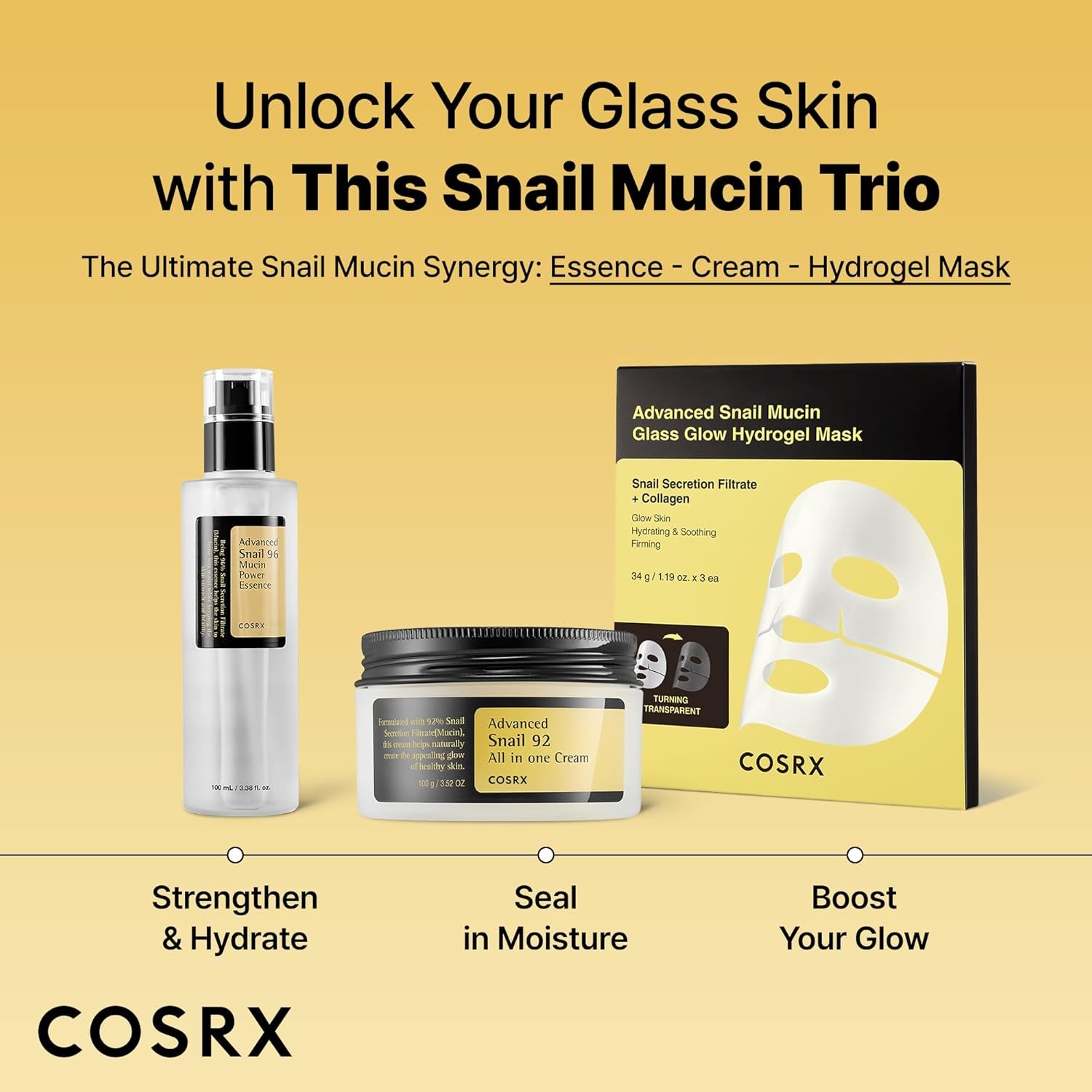 COSRX Snail Mucin 96% Power Repairing Essence 100Ml, Hydrating Serum for Face with Snail Secretion Filtrate for Dull Skin & Fine Lines, Korean Skincare
