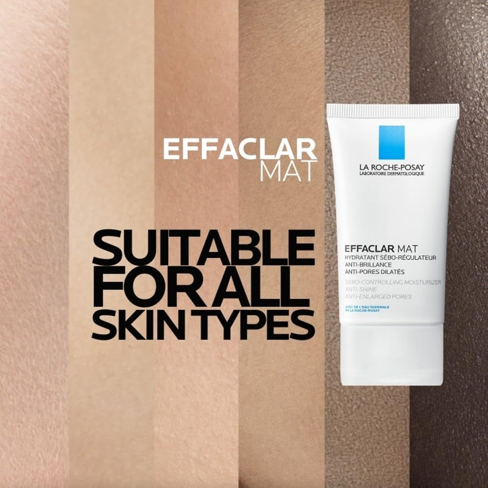 La Roche-Posay Effaclar Mat Anti-Acne Moisturiser 40Ml - Anti-Shine & Anti-Enlarged Pores Moisturiser, Sebo-Controlling Face Cream for Oily Skin, Matte Finish
