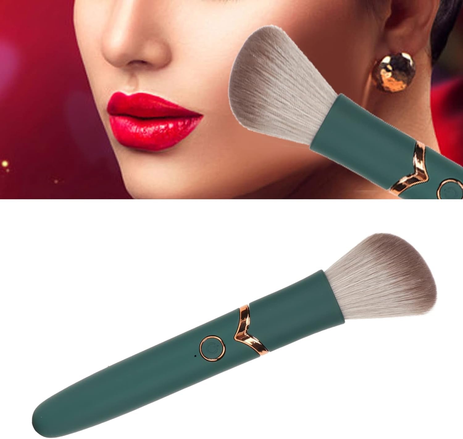 Electric Makeup Brush, USB Rechargeable Electric Cosmetic Brush 10 Gears Soft Hair Electric Beauty Brush, Waterproof Blush Brush for Liquid Cream Powder