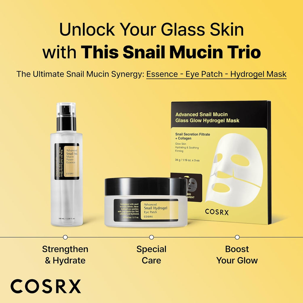 Advanced Snail Hydrogel Eye Patch (60Pc), Gel Serum Mask, Puffy Undereye Treament, Fine Lines, Refresh, Hydrate| Paraben Free, Korean Skin Care