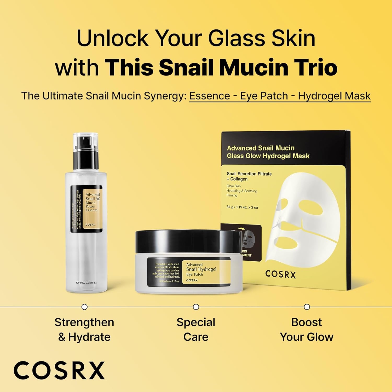 Advanced Snail Hydrogel Eye Patch (60Pc), Gel Serum Mask, Puffy Undereye Treament, Fine Lines, Refresh, Hydrate| Paraben Free, Korean Skin Care