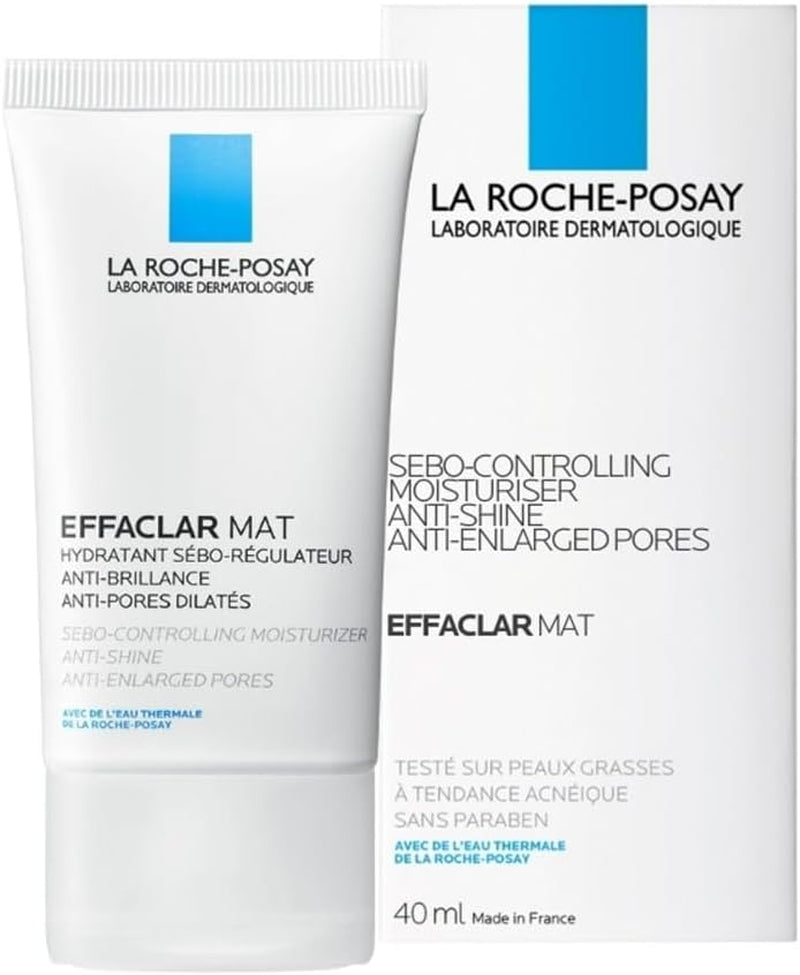 La Roche-Posay Effaclar Mat Anti-Acne Moisturiser 40Ml - Anti-Shine & Anti-Enlarged Pores Moisturiser, Sebo-Controlling Face Cream for Oily Skin, Matte Finish