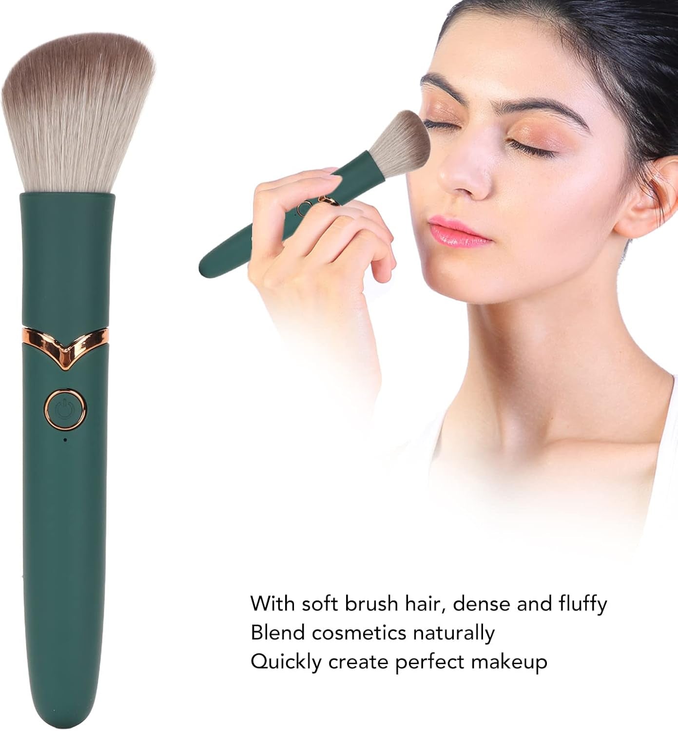 Electric Makeup Brush, USB Rechargeable Electric Cosmetic Brush 10 Gears Soft Hair Electric Beauty Brush, Waterproof Blush Brush for Liquid Cream Powder