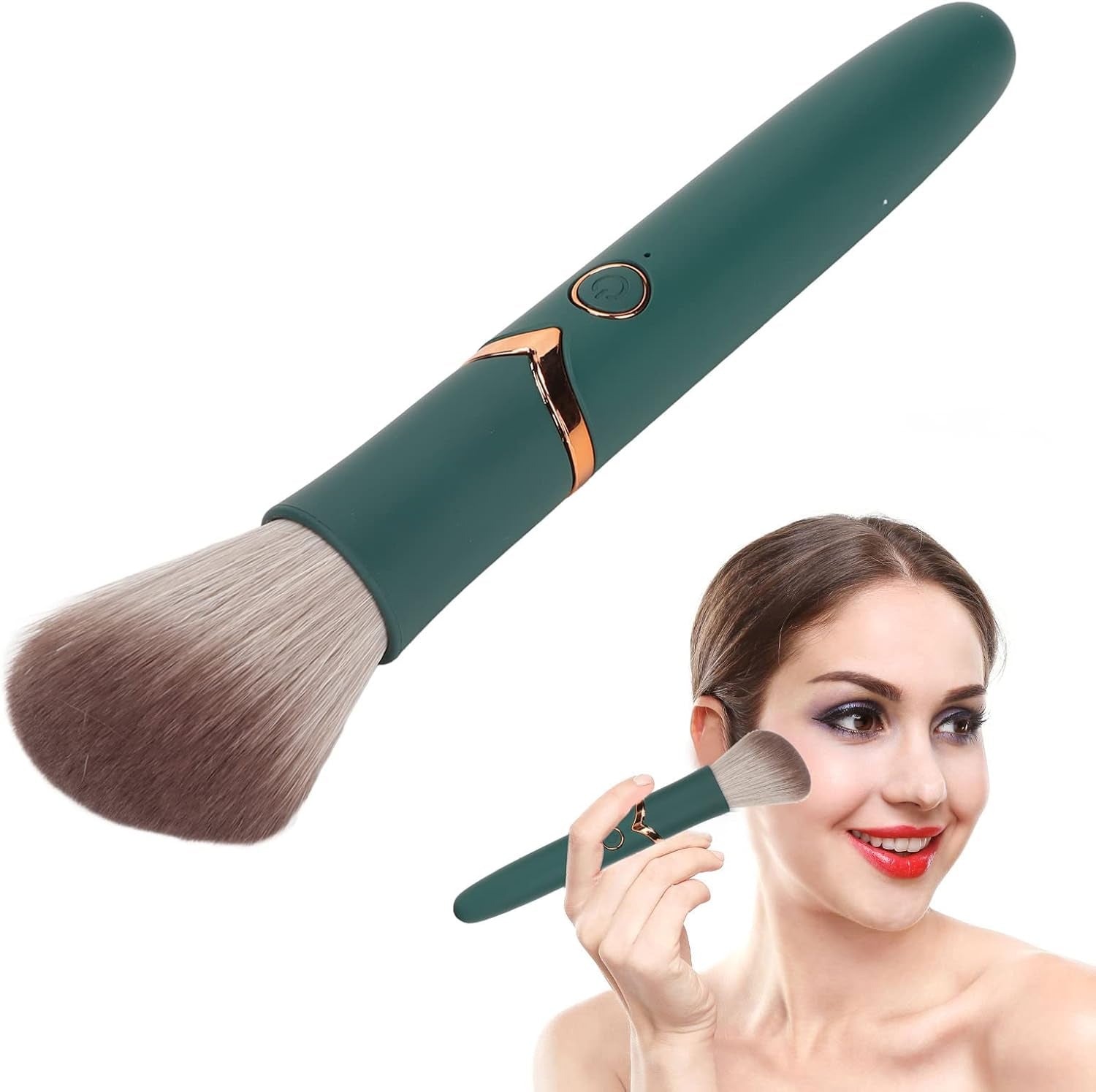 Electric Makeup Brush, USB Rechargeable Electric Cosmetic Brush 10 Gears Soft Hair Electric Beauty Brush, Waterproof Blush Brush for Liquid Cream Powder
