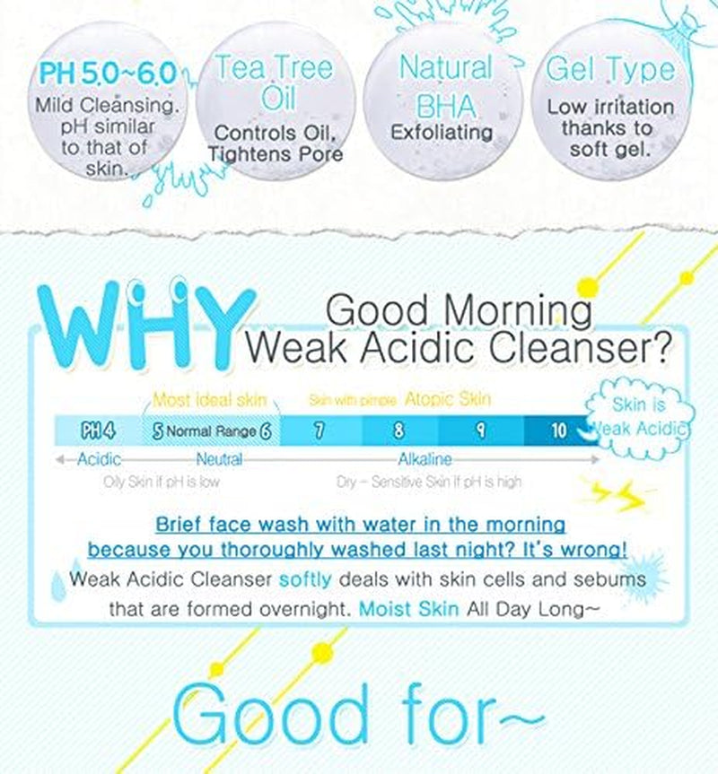 [] Low Ph Good Morning Gel Cleanser 150Ml - Korean Face Cleanser Wash for Pores Sensitive Oily Acne Skin