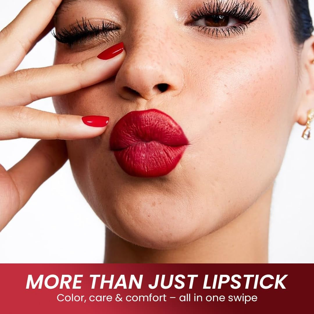 Moisturizing Deep Red Lipstick - Enriched with 100% Pure Organic Argan Oil, Shea Butter - Voluptuous Sexy Lips - Sunscreen, Hydration & Nourishing - Long Lasting Lip Balm - Cabernet